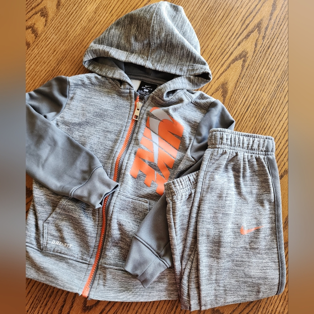 Nike Kids Gray and Orange Tracksuit